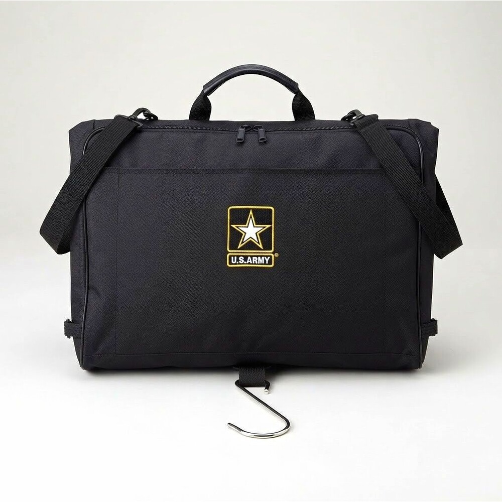 U.S. Army Black Garment Bag with Shoulder Strap & Interior Hanger Hook